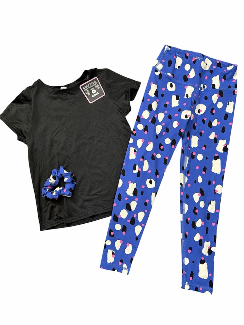 NWOT Hanna Anderson blue printed athletic leggings and top 6/7